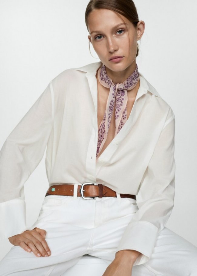 Mango Camisa ligera algodón - Blanco