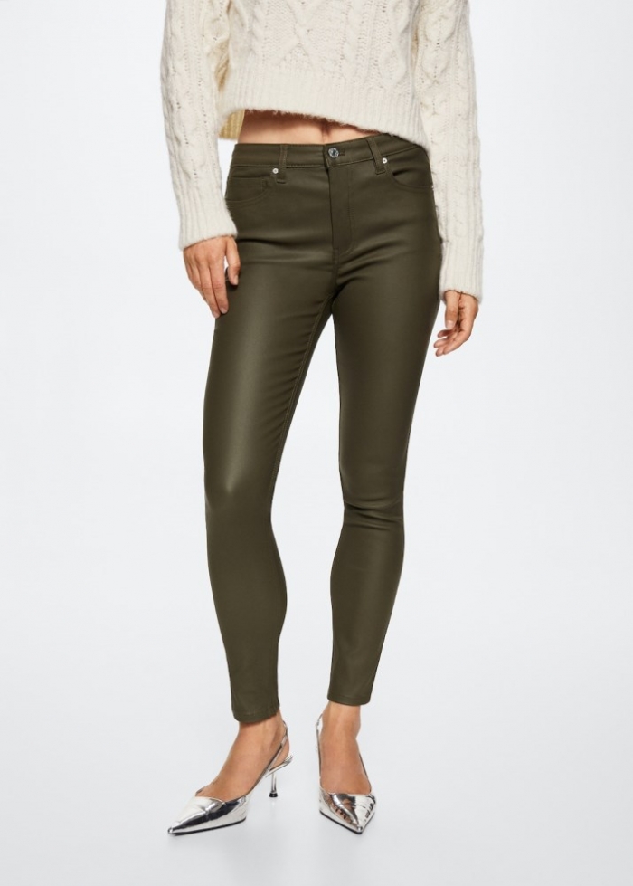 Mango Jeans skinny crop Isa encerado - Khaki