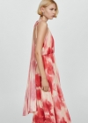 Mango Vestido plisado estampado - Rojo coral