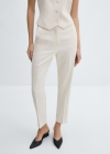 Mango Pantalón recto traje - Crudo