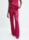 Mango Pantalón flare lentejuelas - Rosa