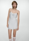 Mango Vestido lencero lazo - Gris