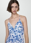 Mango Mono algodón estampado floral - Azul