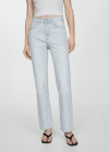 Mango Jeans rectos tiro medio - Azul claro