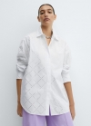 Mango Camisa algodón strass - Blanco