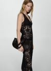 Mango Vestido midi crochet - Negro