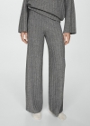 Mango Pantalón recto punto canalé - Gris medio vigoré