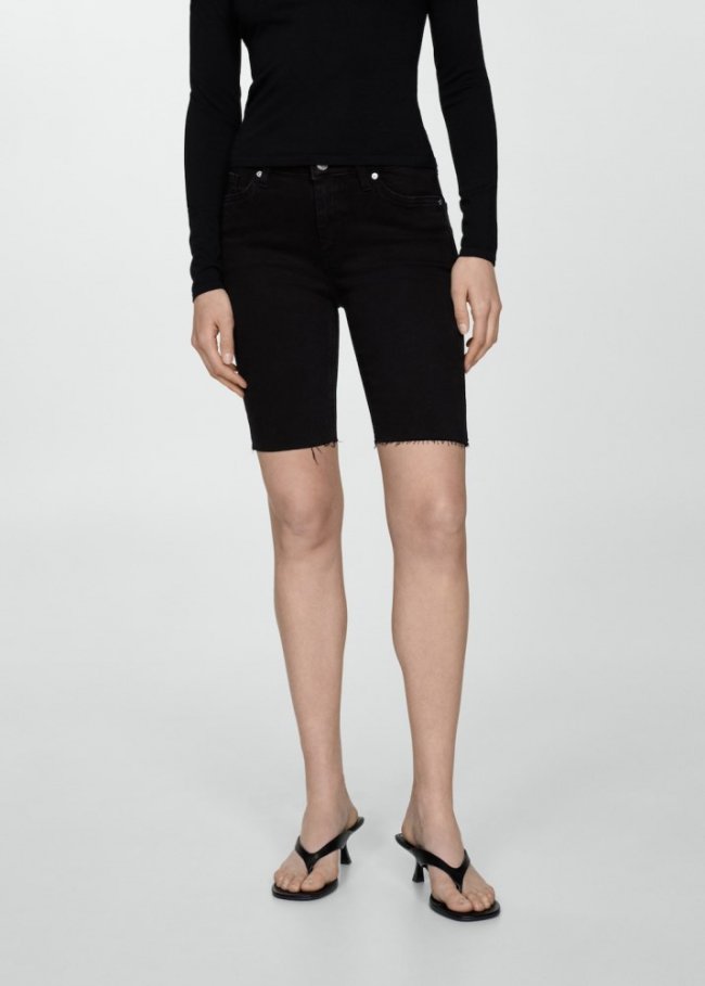 Mango Bermudas vaqueras slim fit - Denim negro