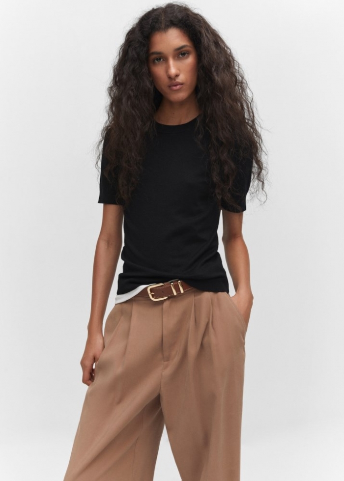 Mango Jersey manga corta - Negro