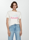 Mango Camiseta 100% algodón mensaje estampado - Rosa