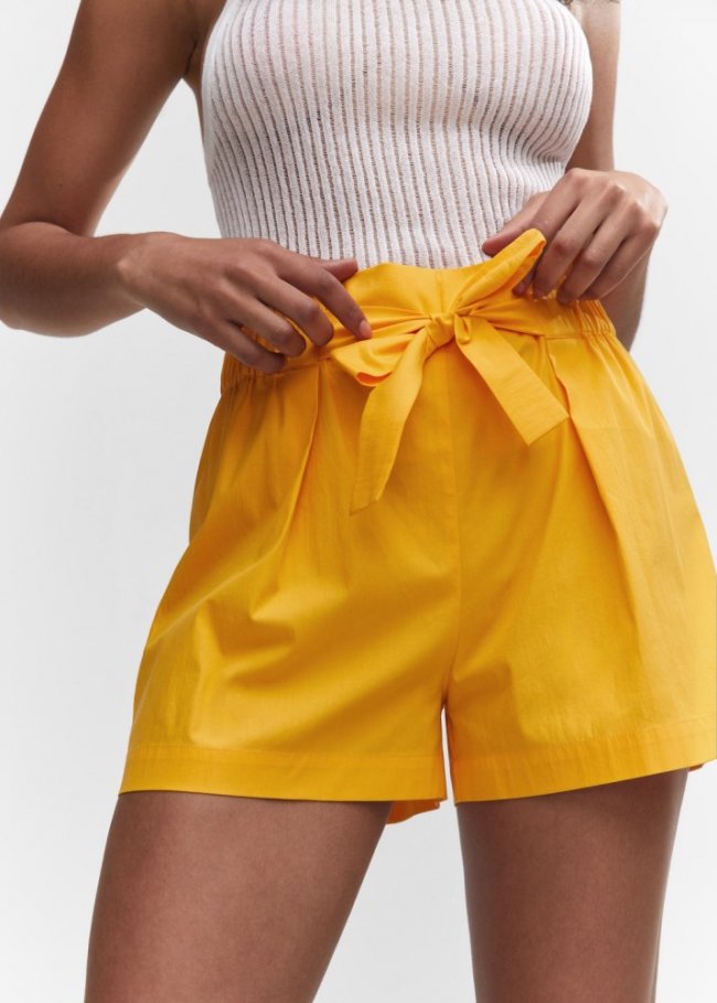 Mango Shorts paperbag lazo - Mostaza