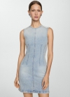 Mango Vestido vaquero corto - Azul claro vintage