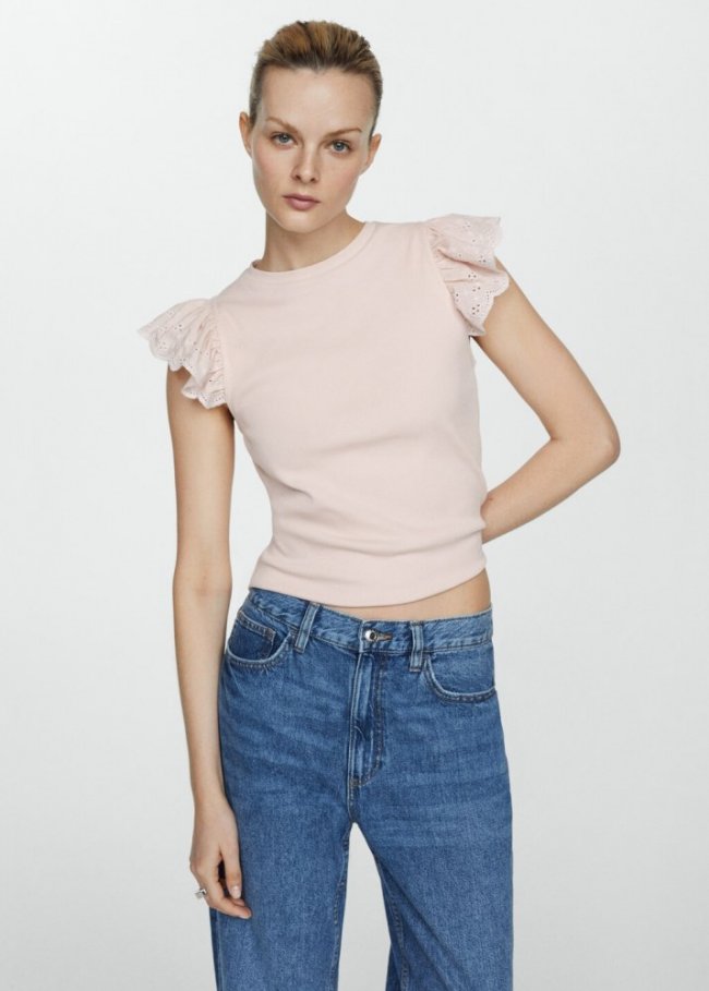 Mango Top mangas volantes - Mandarina
