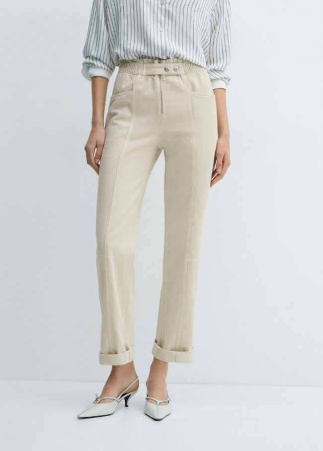 Mango Jeans slouchy cintura goma - Crudo