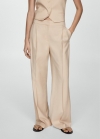 Mango Pantalón traje rayas - Beige