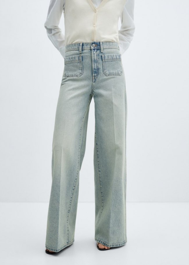 Mango Jeans wideleg bolsillos - Azul medio vintage