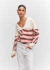 Mango Jersey oversize cuello pico - Rojo