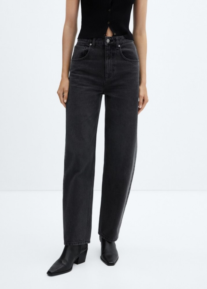 Mango Jeans balloon tiro alto - Denim negro