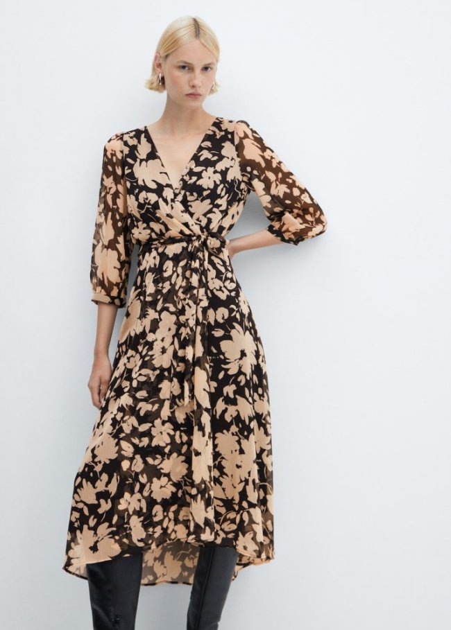 Mango Vestido fluido estampado floral - Beige