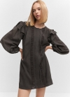 Mango Vestido corto detalles puntilla - Gris antracita