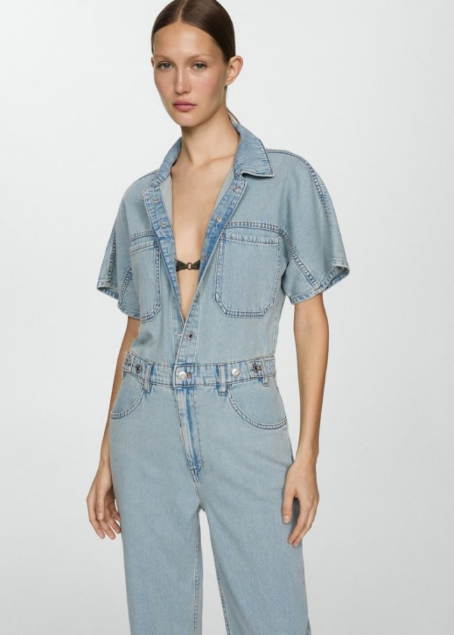 Mango Mono vaquero botones multiposición - Azul claro