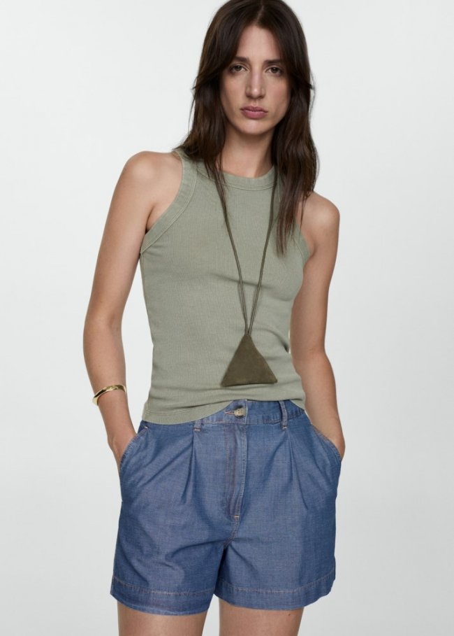 Mango Shorts vaqueros pinzas - Azul
