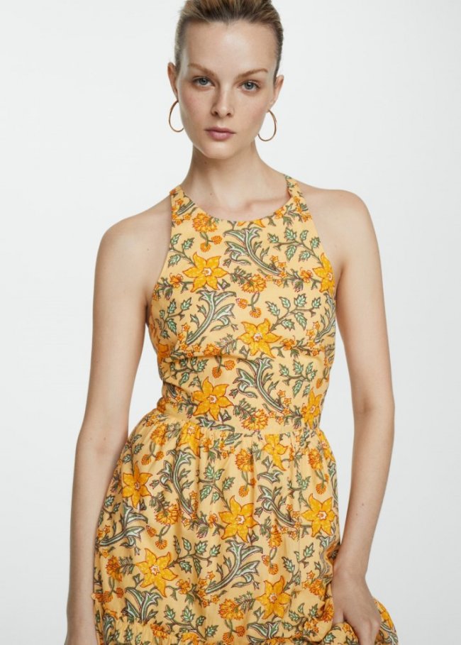 Mango Vestido estampado lazo - Amarillo
