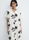 Mango Vestido floral escote pico - Blanco
