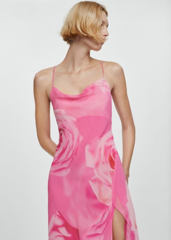 Mango Vestido floral abertura - Rosa