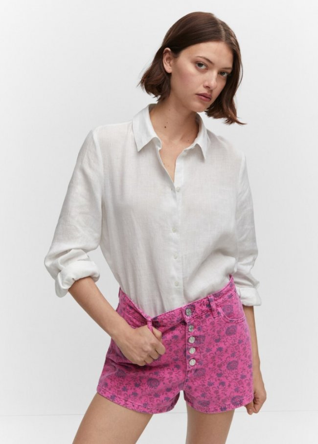 Mango Shorts vaqueros estampados - Fucsia