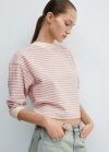 Mango Sudadera punto rayas - Rosa pastel