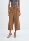 Mango Pantalón wideleg cinturón - Marrón