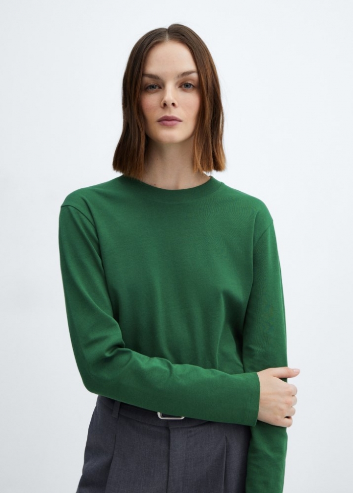 Mango Camiseta premium algodón - Verde