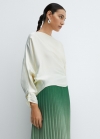 Mango Blusa satinada estilo capa - Verde pastel