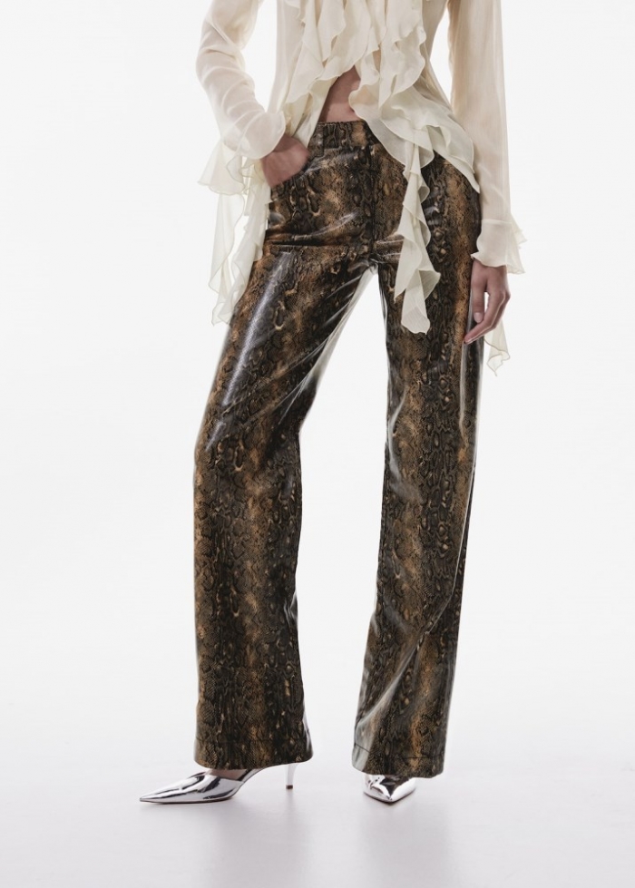 Mango Pantalón estampado serpiente - Marrón