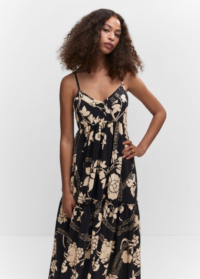 Mango Vestido estampado vuelo - Negro