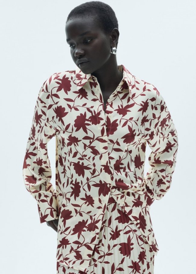 Mango Camisa estampado floral - Blanco roto