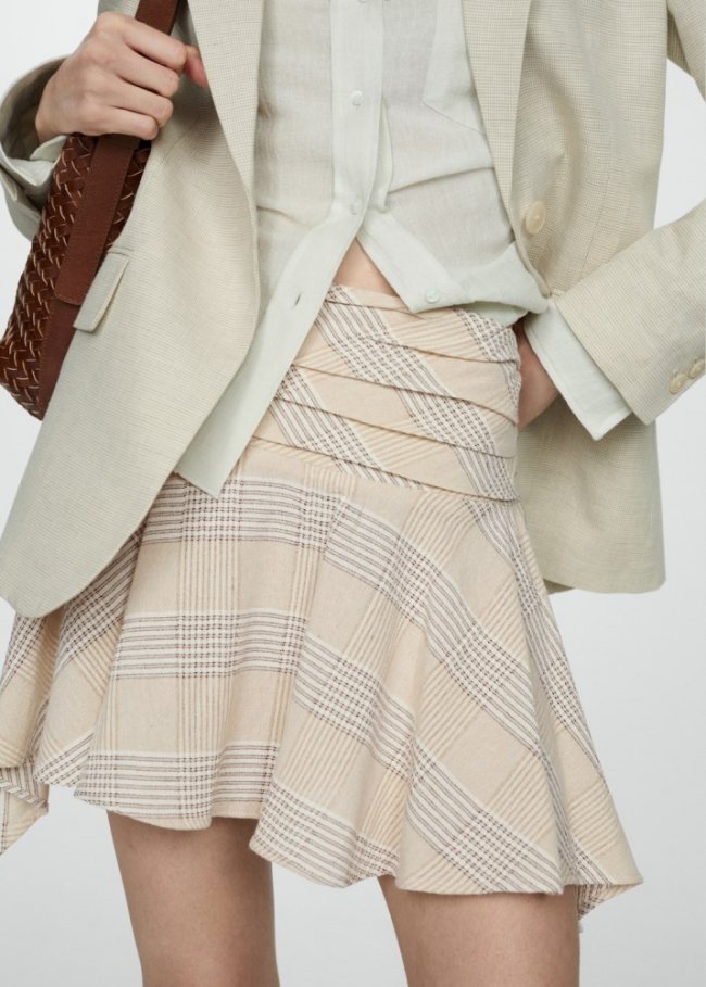 Mango Minifalda estampada asimétrica - Beige