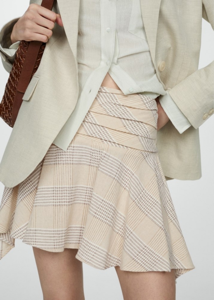 Mango Minifalda estampada asimétrica - Beige