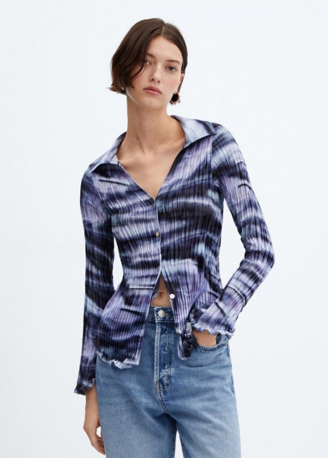 Mango Camisa plisada tie-dye - Azul