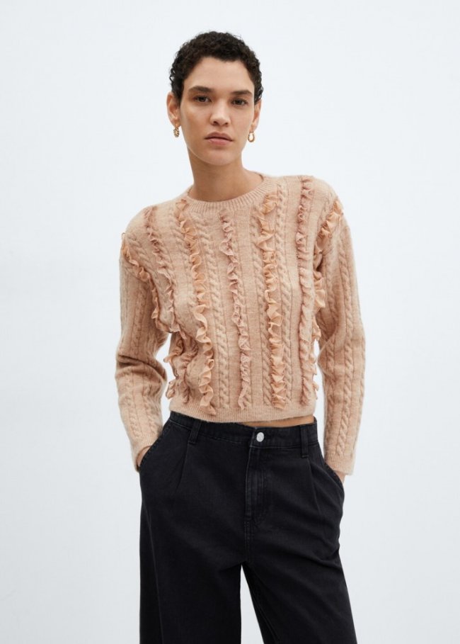 Mango Jersey crop volantes - Rosa