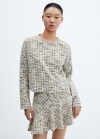 Mango Jersey tweed cuello redondo - Crudo