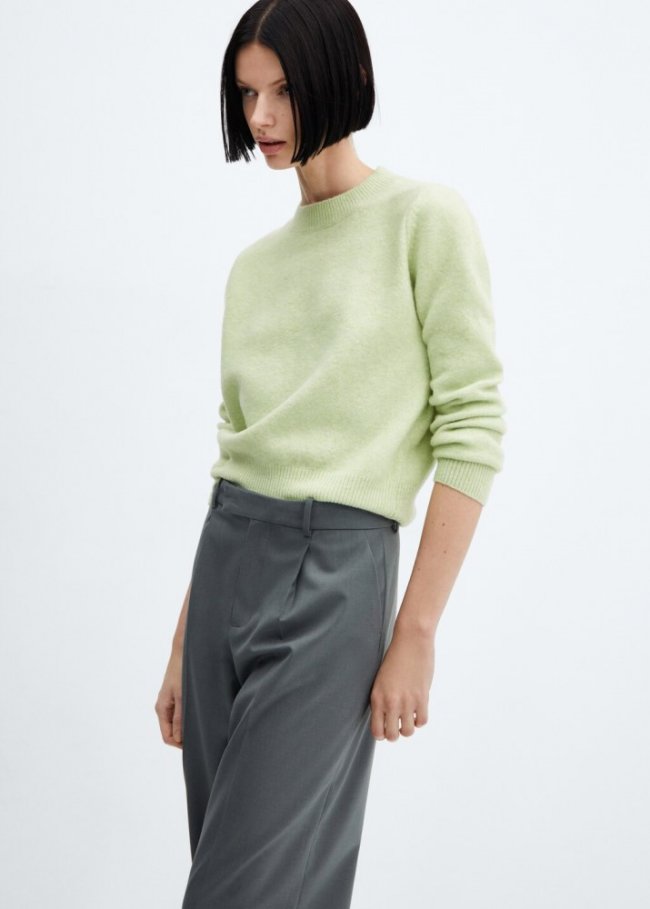 Mango Jersey punto cuello redondo - Verde pastel