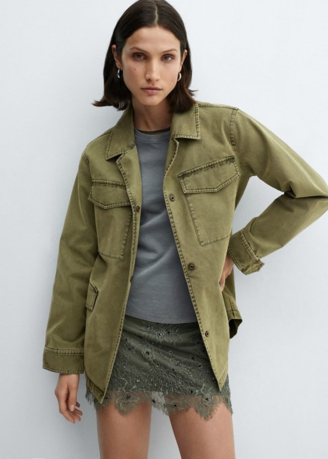 Mango Sobrecamisa algodón bolsillos - Khaki