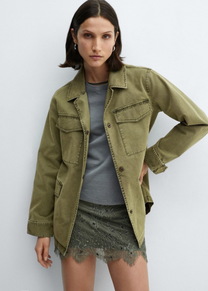 Mango Sobrecamisa algodón bolsillos - Khaki