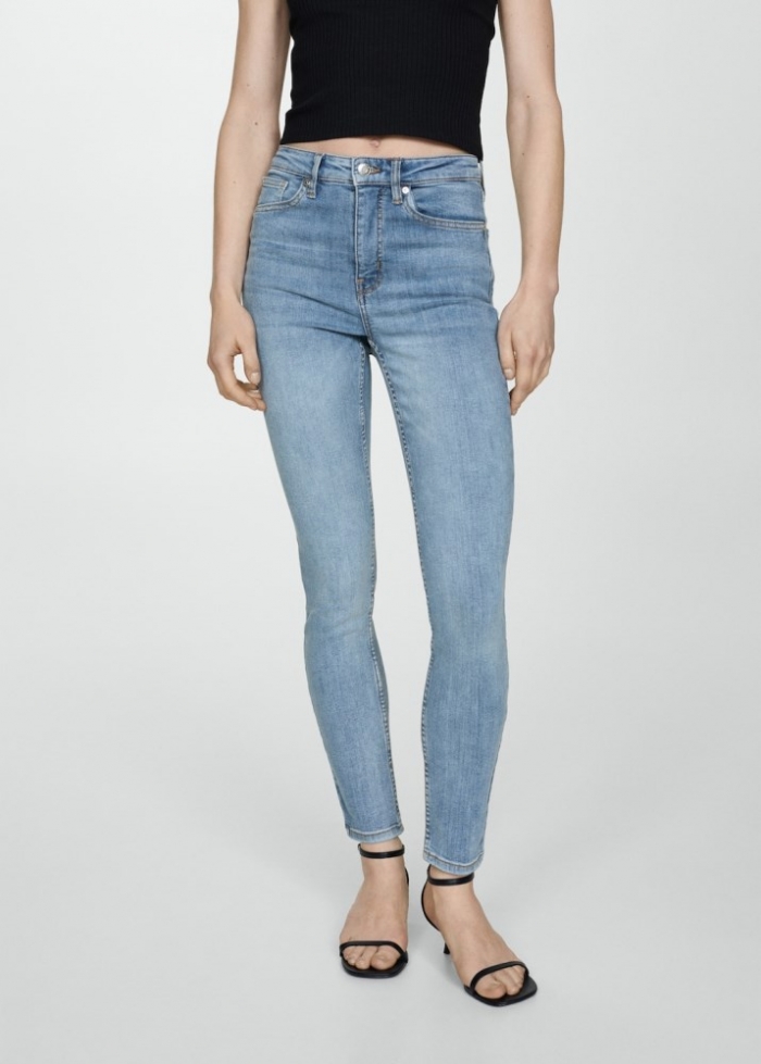 Mango Jeans skinny tiro alto - Azul medio