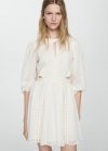 Mango Vestido aberturas detalle puntillas - Blanco roto