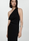 Mango Vestido escote asimétrico - Negro