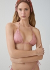 Mango Top bikini crochet metalizado - Rosa