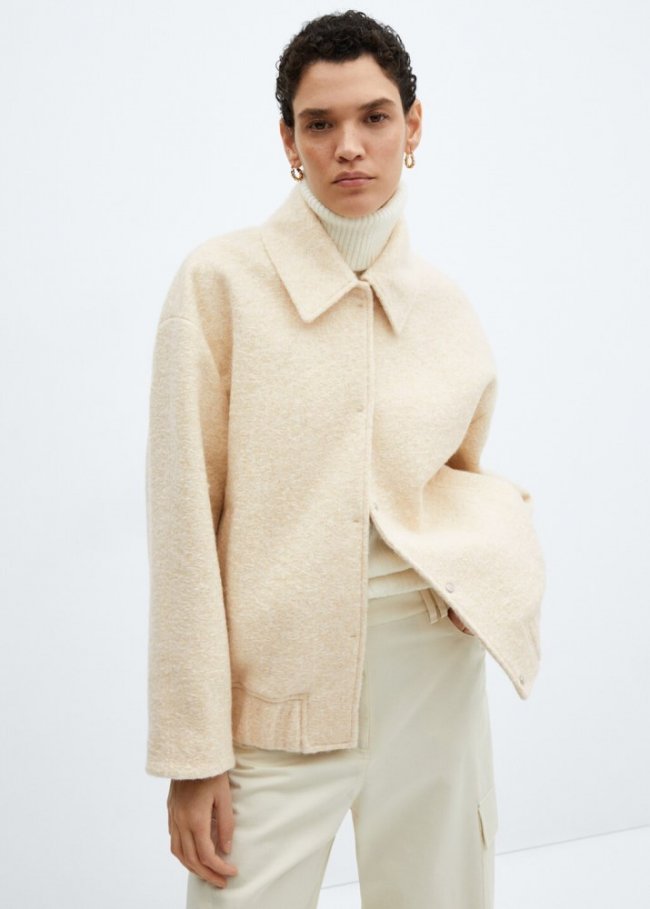 Mango Chaqueta bomber oversize - Amarillo pastel